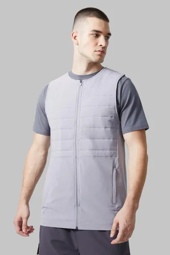 Mens Grey Tall Active Training Dept Quilted Body Warmer, Grey