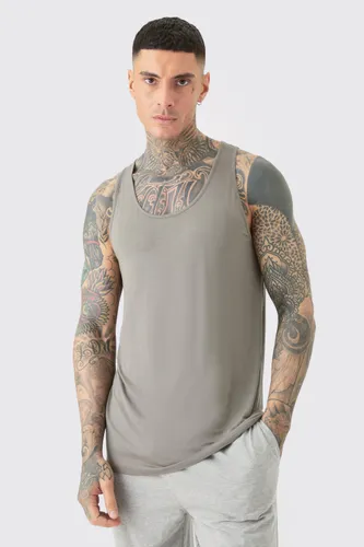 Mens Grey Tall Premium Modal Mix Lounge Vest, Grey