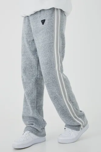 Mens Grey Tall Relaxed Brushed Heavyweight Taped Jogger, Grey