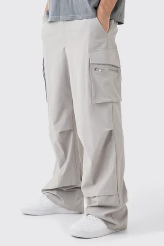 Mens Grey Technical Stretch Cargo Parachute trousers, Grey