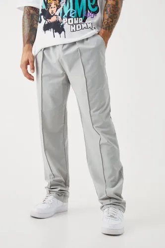 Mens Grey Technical Stretch Pin Tuck Relaxed Trouser, Grey