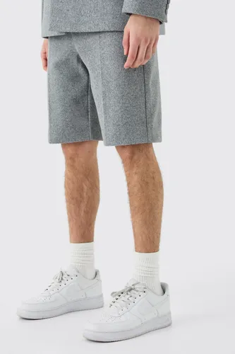 Mens Grey Wool Look Tailored Shorts, Grey