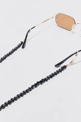 Men's Heart Beaded Sunglasses Chain In Black - One Size, Black