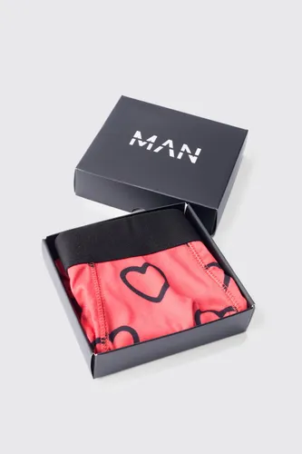 Men's Heart Boxer Gift Set - Red - Xs, Red
