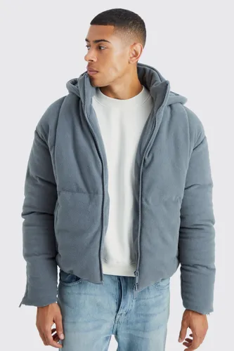 Men's Heavy Fleece Hooded Puffer - Grey - S, Grey