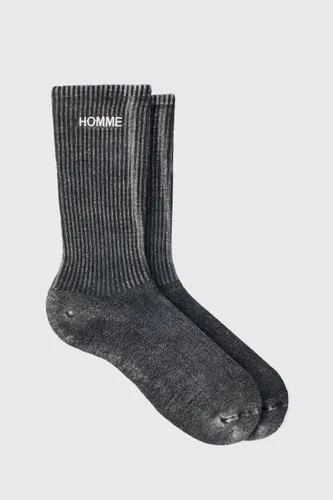 Mens Homme Overdyed Grey Socks, Grey