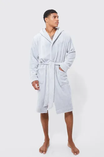 Men's Hooded Dressing Gown - Grey - M, Grey