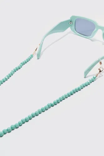 Mens Iced Bead Sunglasses Chain In Green, Green