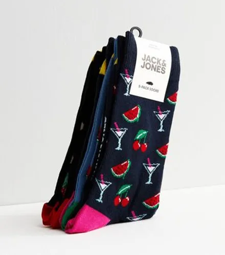 Men's Jack & Jones 5 Pack Multicoloured Fruit Socks New Look