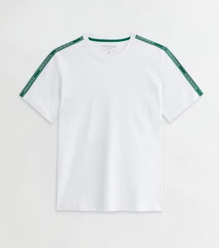 Men's Jack & Jones White Cotton Tape Short Sleeve T-Shirt New Look
