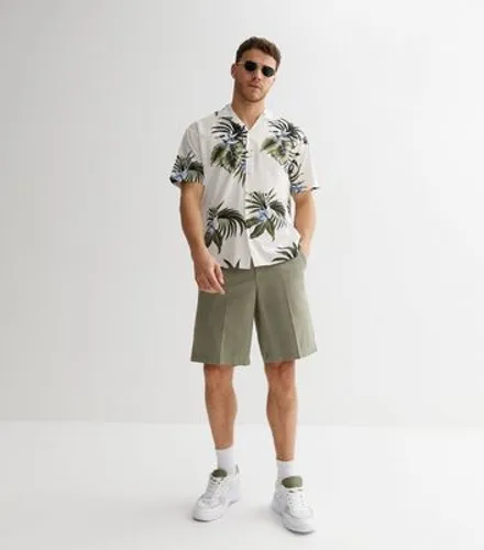 Men's Jack & Jones White Tropical Leaf Short Sleeve Shirt New Look
