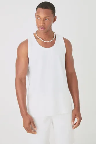 Men's Jacquard Raised Striped Vest - White - S, White