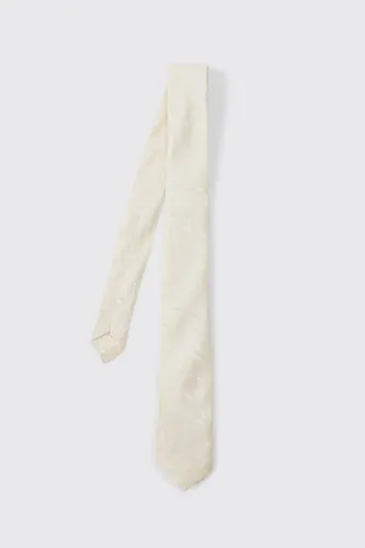 Men's Jacquard Slim Tie - Cream - One Size, Cream