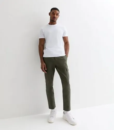 Men's Khaki Cotton Cargo Trousers New Look