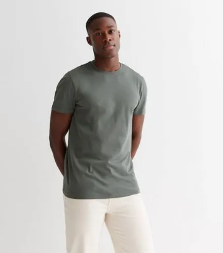 Men's Khaki Crew Neck T-Shirt New Look