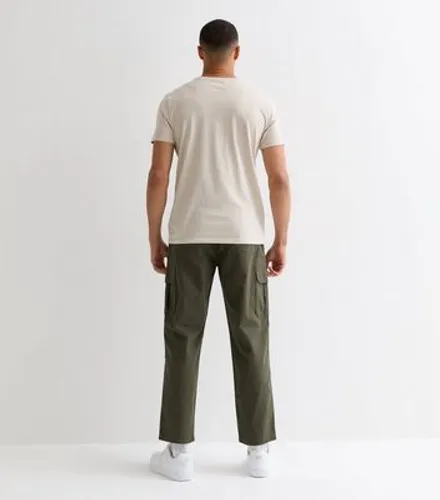 Men's Khaki Linen Blend Cargo Trousers New Look