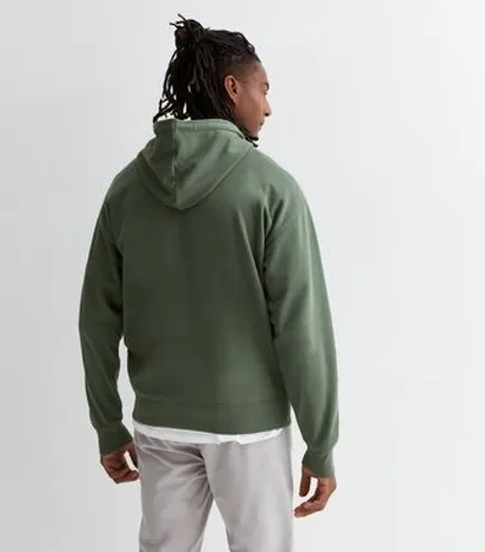 Men's Khaki Pocket Front Relaxed Fit Hoodie New Look