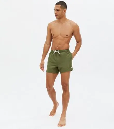 Men's Khaki Regular Length Swim Shorts New Look