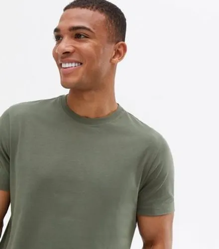 Men's Khaki Short Sleeve Crew Neck T-Shirt New Look