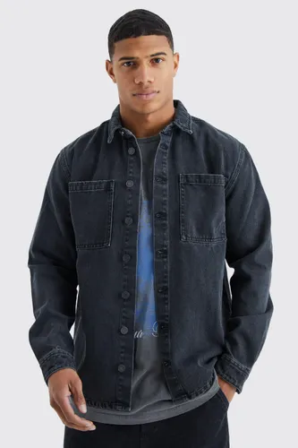 Men's Long Sleeve Denim Overshirt - Black - S, Black