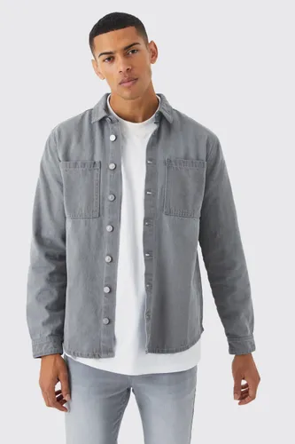 Men's Long Sleeve Denim Overshirt - Grey - S, Grey