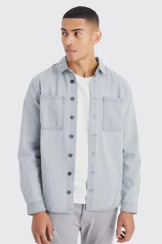 Men's Long Sleeve Denim Overshirt - Grey - S, Grey