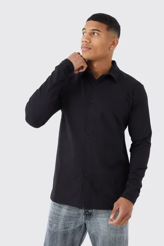 Men's Long Sleeve Jersey Shirt - Black - S, Black