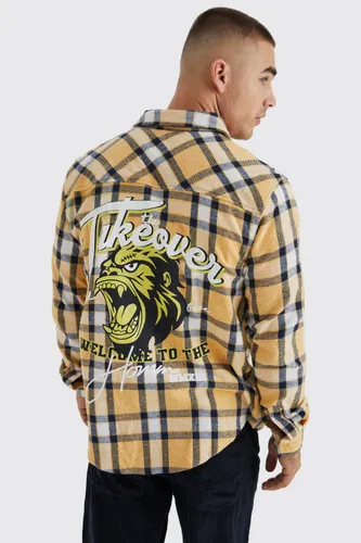 Men's Long Sleeve Takeover Check Shirt - Yellow - M, Yellow