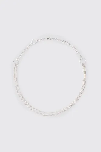 Men's Loop Detail Metal Chain Necklace In Silver - Grey - One Size, Grey