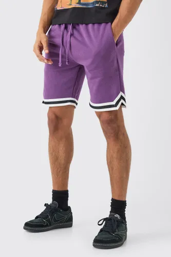 Men's Loose Fit Mid Length Basketball Short - Purple - M, Purple