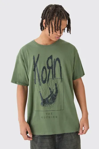 Men's Loose Korn Wash License T-Shirt - Beige - S, Beige