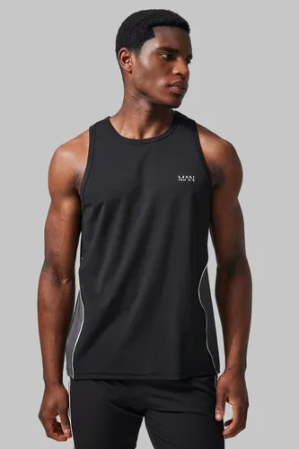 Men's Man Active Colour Block Performance Vest - Black - Xs, Black