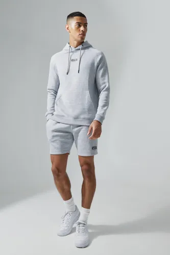 Men's Man Active Gym Training Hoodie & Short Set - Grey - Xs, Grey