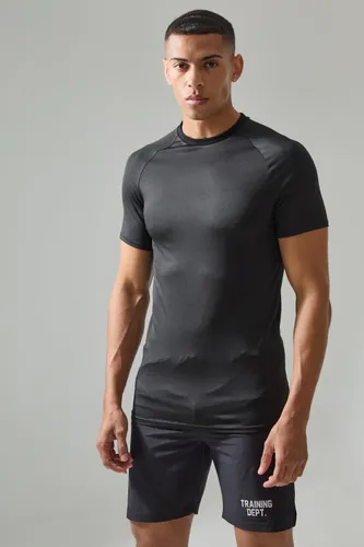 Men's Man Active Lightweight Essentials Gym Muscle Fit Raglan T-Shirt - Black - S, Black