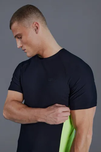 Men's Man Active Muscle Fit Colour Block T-Shirt - Black - S, Black