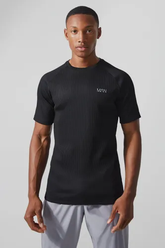 Men's Man Active Muscle Fit Ribbed Raglan T-Shirt - Black - Xs, Black