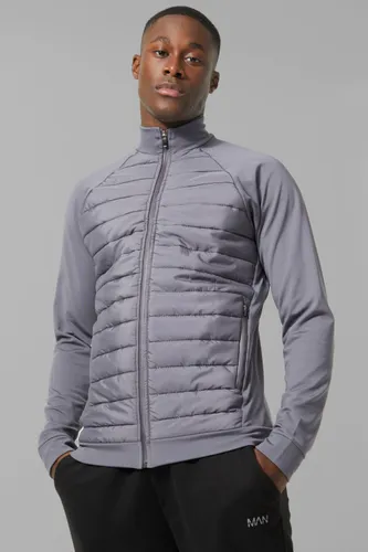Men's Man Active Quilted Zip Through Jacket - Grey - S, Grey
