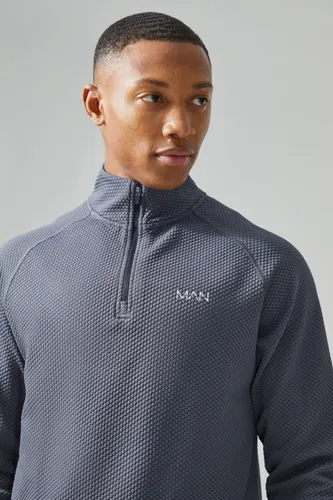 Men's Man Active Slim Fit Textured Quarter Zip Top - Grey - S, Grey