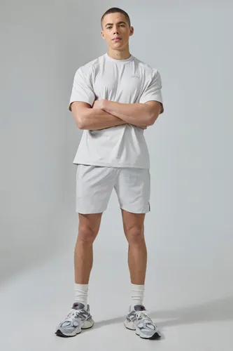Men's Man Active T-Shirt & Camo Short Set - Grey - L, Grey