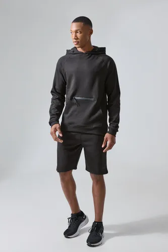 Men's Man Active Tech Hoodie And Shorts Set - Black - S, Black