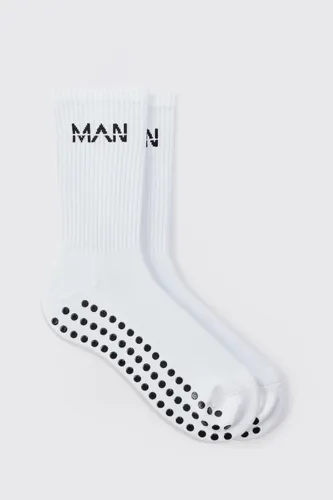 Men's Man Active Training Grip Crew Socks - White - One Size, White