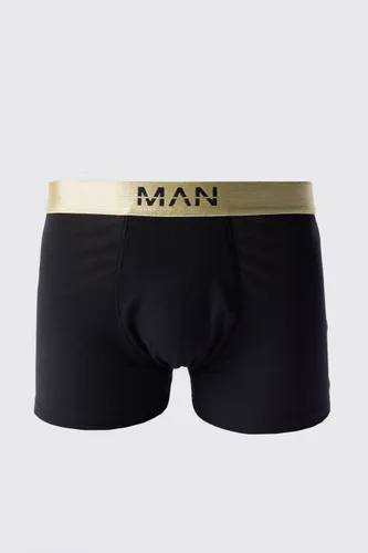 Men's Man Dash Gold Waistband Boxers In Black - S, Black