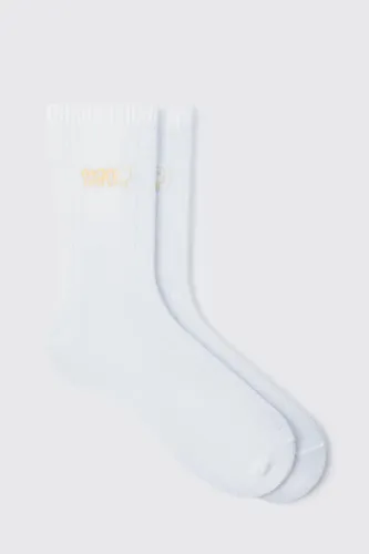Men's Man Drip Face Embroidered Socks - Grey - One Size, Grey