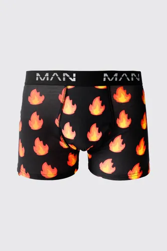 Men's Man Flames Printed Boxers - Multi - S, Multi