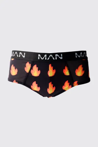 Men's Man Flames Printed Briefs - Multi - M, Multi