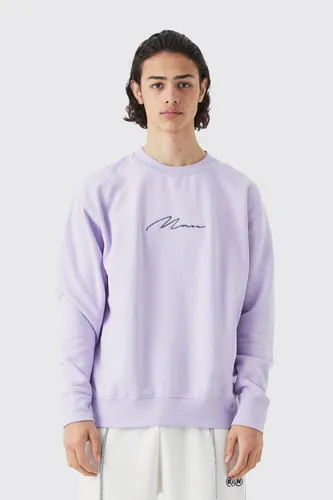 Men's Man Oversized Basic Sweatshirt - Purple - S, Purple