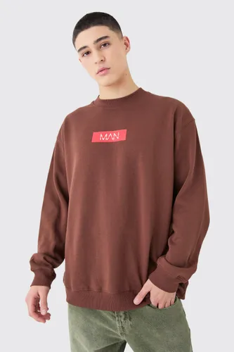 Men's Man Print Sweatshirt - Brown - S, Brown