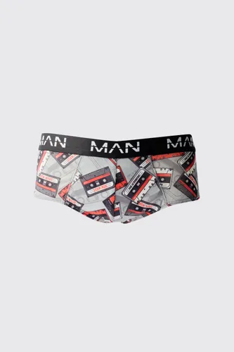 Men's Man Retro Tape Printed Briefs - Multi - S, Multi