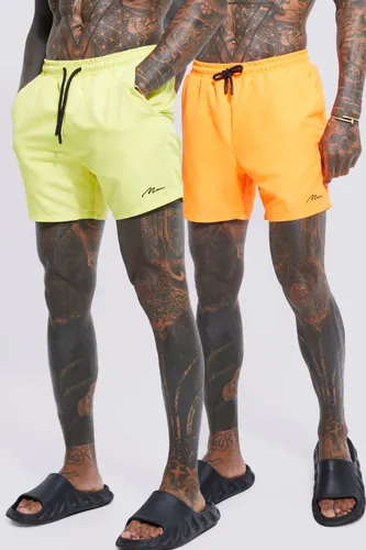 Men's Man Signature Mid 2 Pack Swim Shorts - Multi - Xl, Multi