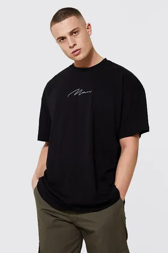 Men's Man Signature Oversized Crew Neck T-Shirt - Black - M, Black